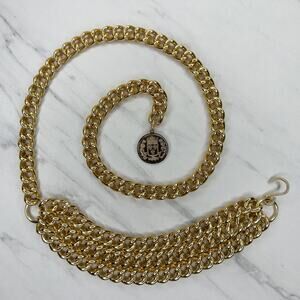 Chunky Coin Charm Gold Tone Chain Link Belt XS/Small (XS/S) Y2K ✨